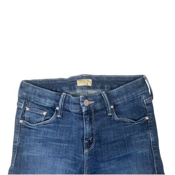 Mother Looker Ankle Fray Jeans Size 25 In Girl Crush Blue Stretch Raw Frayed Hem - Picture 8 of 12